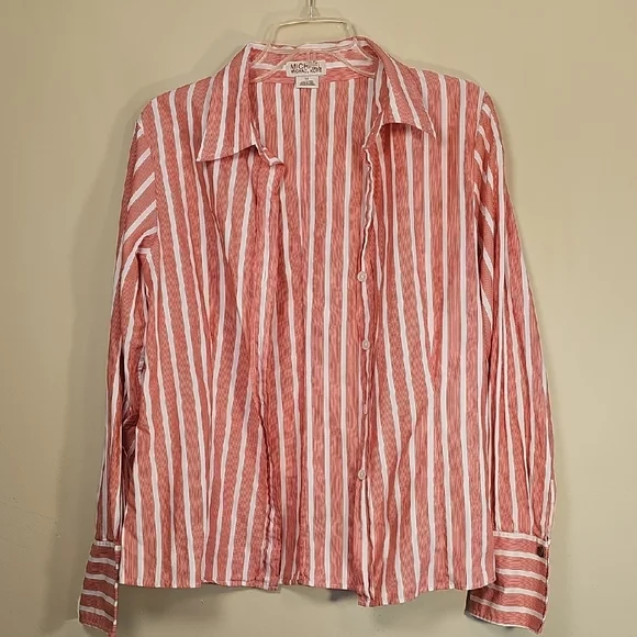 Michael Kors Women's Striped Button-Up Shirt Size 14 - Picture 1 of 6